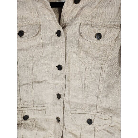NOS J Jill Womens Linen Jacket Natural Old Money Resort Homestead Safari SP - Picture 2 of 4